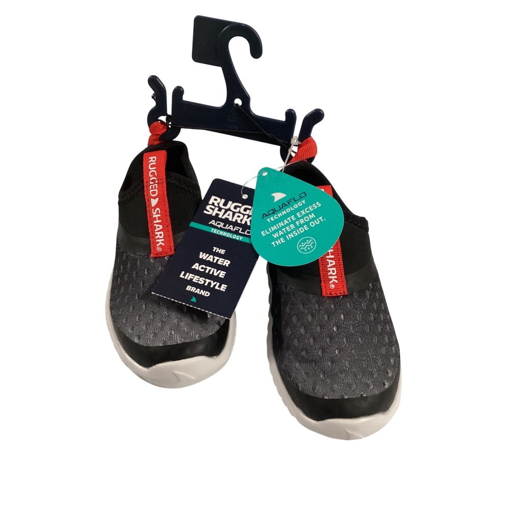 Rugged Shark Kids‎ Size 7 Black Grey AquaFlow Technology Water Shoes Washable